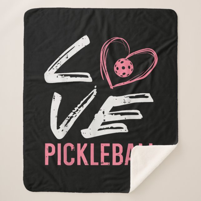 Couverture Sherpa Love Pickleball Coeur Pickle Ball Femmes Filles En (Devant)