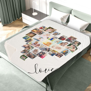 Couverture Sherpa Love Script Heart Formé Photo Collage