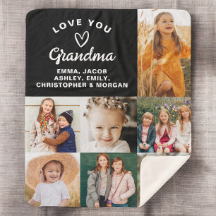 Couverture Sherpa Love You Grand-mère 7 Photo Black