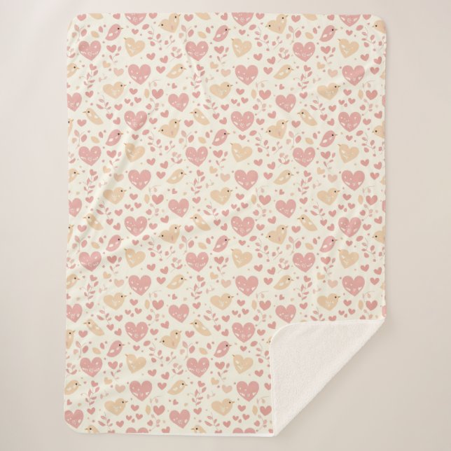 Couverture Sherpa Lovebird & Heart (Devant)