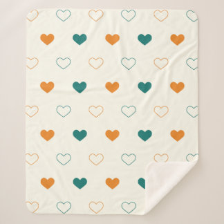 Couverture Sherpa Lovely hearts / green orange cream