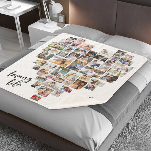 Couverture Sherpa Loving Life with You Heart Formé 51 Photo Collage
