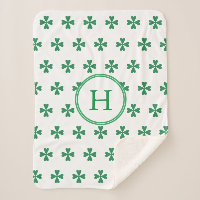 Couverture Sherpa Lucky Green Four Leaf Clover (Devant)