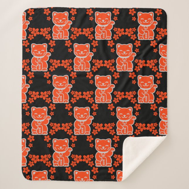 Couverture Sherpa Lucky Japonais Maneki-neko (Devant)