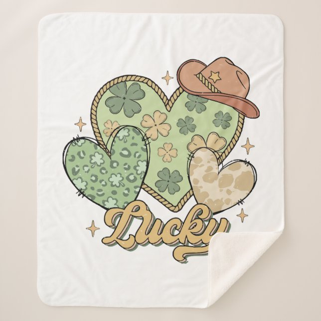 Couverture Sherpa Lucky Western Jour de la Saint Patrick Shamrock de (Devant)