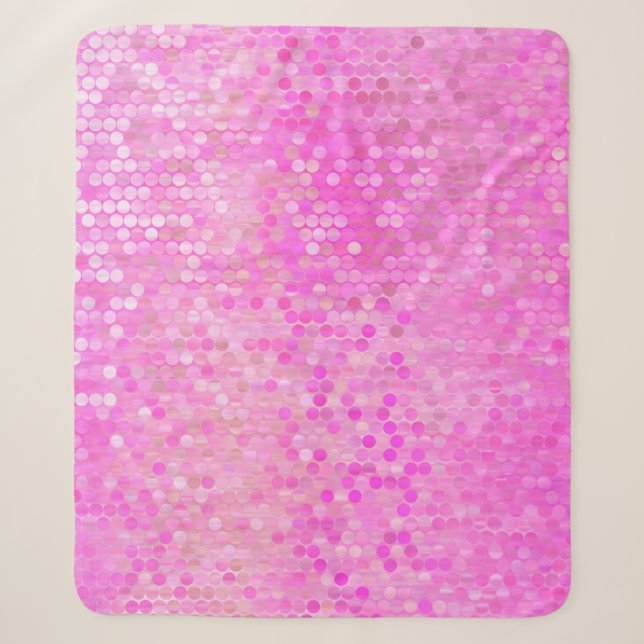Couverture Sherpa Lumineuse mosaïque abstraite rose avec brillance (Devant)