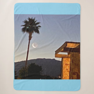 Couverture Sherpa Lune argentée 🌙 Et palmier 🌴