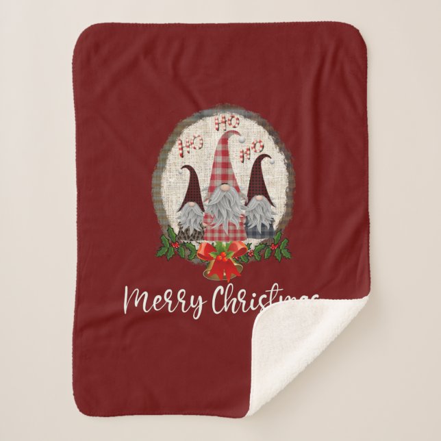 Couverture Sherpa Lutins de Noël Rouges Elfes Tendance  (Devant)