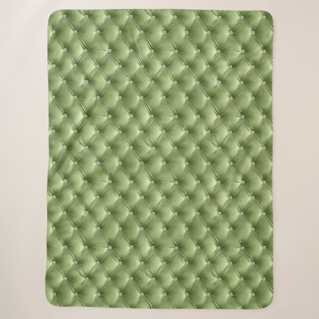 Couverture Sherpa Luxe Glam Sage Green Faux Velvet (Devant)