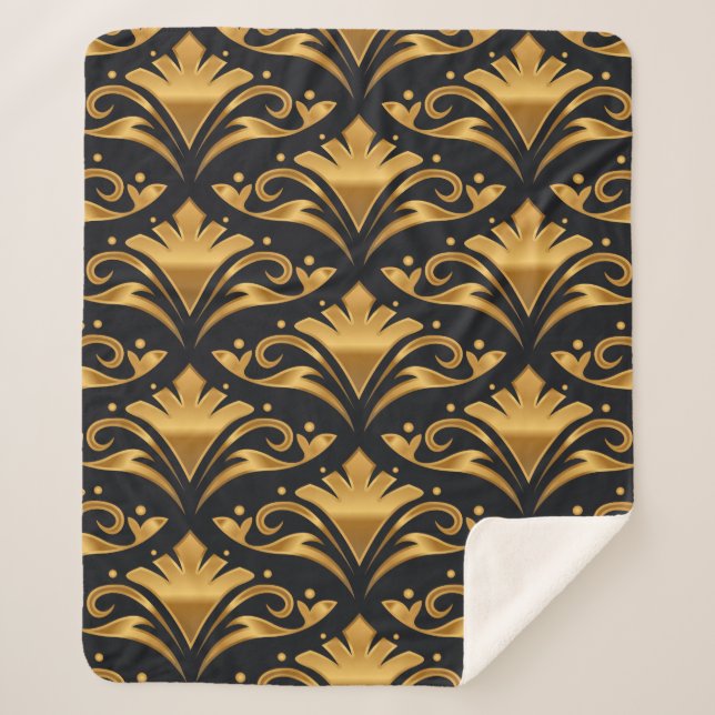 Couverture Sherpa Luxe Golden bronze couleurs Design esthétique (Devant)