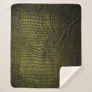 Couverture Sherpa Luxueuse texture de peau de crocodile foncé.