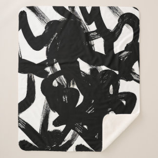 Couverture Sherpa Luxueux Gold Art : Abstrait Black Stroke.