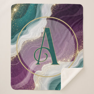 Couverture Sherpa Luxury Gold Glitter Marble Pattern