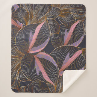 Couverture Sherpa Luxury golden seamless floral background with trop