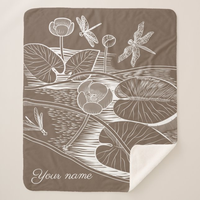 Couverture Sherpa Lys d'eau marron (Devant)