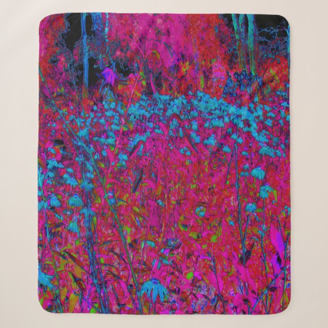 Couverture Sherpa Lys Fleur Pourpre Psychédélique Jardin Magenta (Devant)