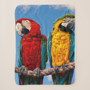 Couverture Sherpa Macaw bleu et jaune et macaw Scarlet