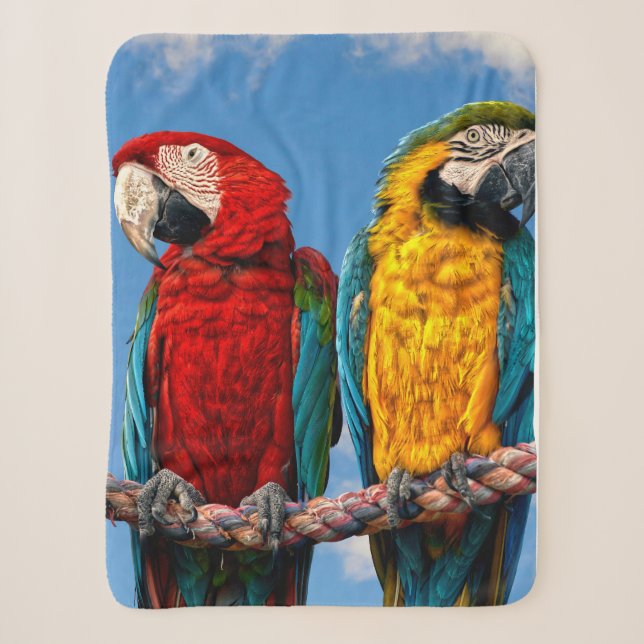 Couverture Sherpa Macaw bleu et jaune et macaw Scarlet (Devant)