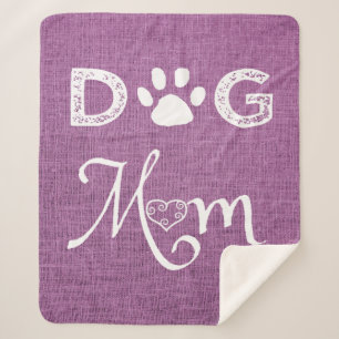 Couverture Sherpa Magenta Burlap Chien Maman Sherpa Blanche