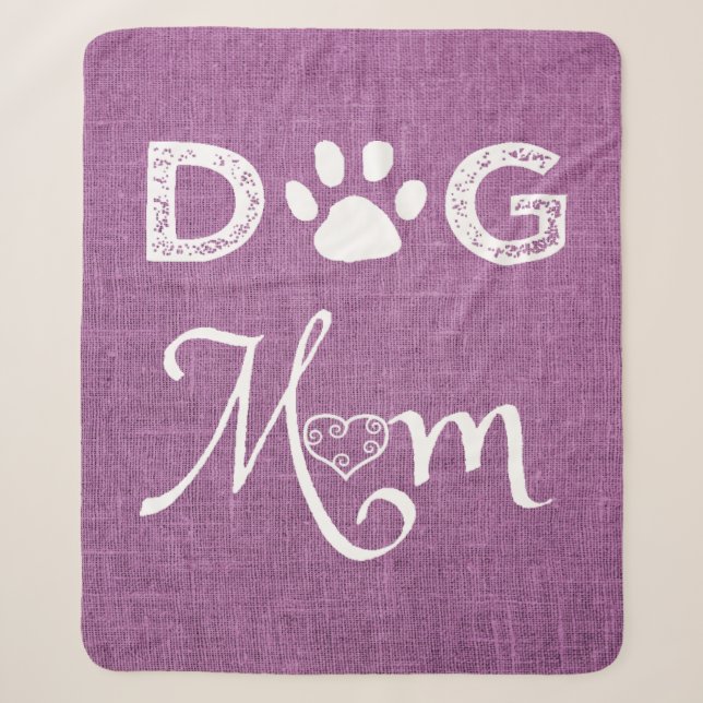 Couverture Sherpa Magenta Burlap Chien Maman Sherpa Blanche (Devant)