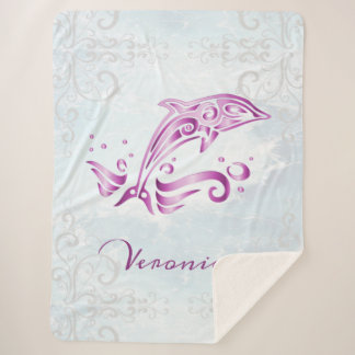 Couverture Sherpa Magenta Dolphin Personnalisé Sherpa Blanket