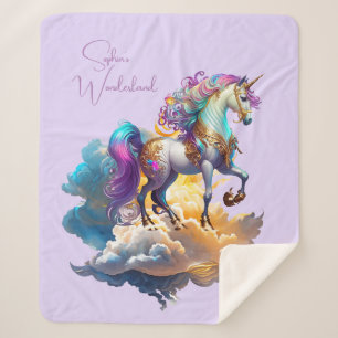 Couverture Sherpa Magique Unicorne Imaginaire nuages romance anniver