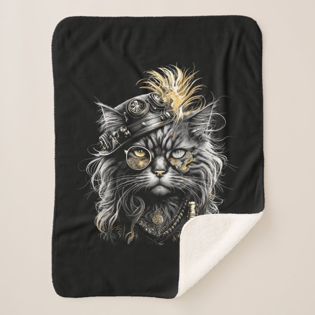 Couverture Sherpa Magnifique chat steampunk  (Devant)