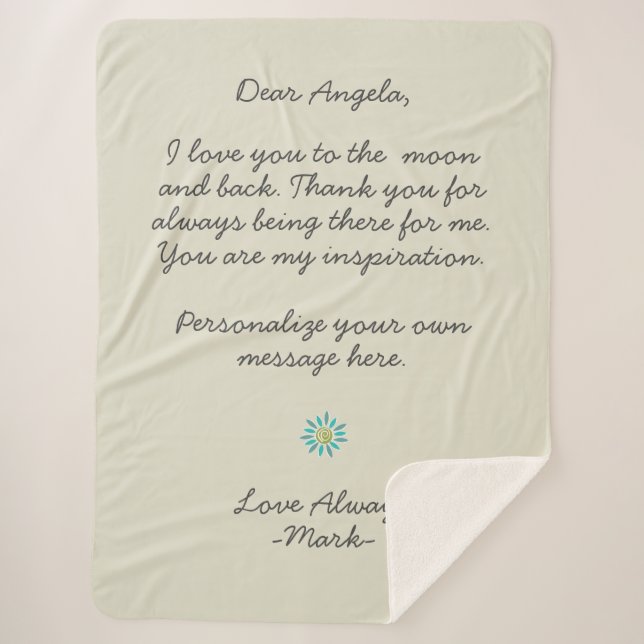 Couverture Sherpa mains writt letter love letter or message custom  (Devant)