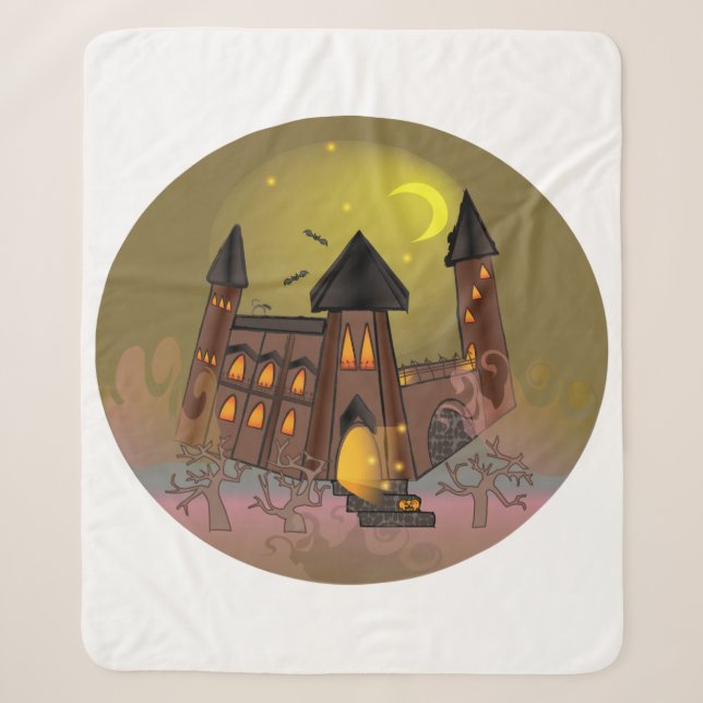 Couverture Sherpa Maison de sorcière éffrayante Halloween et château (Devant)