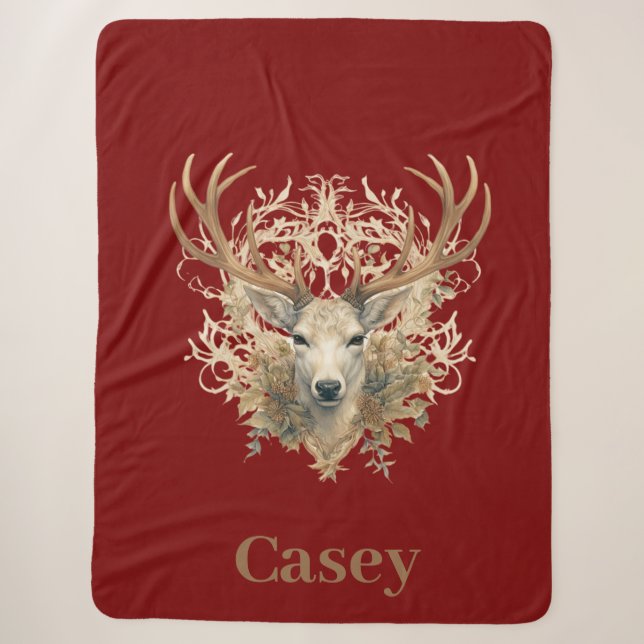 Couverture Sherpa Majestic Buck - Nom personnalisé (Devant)