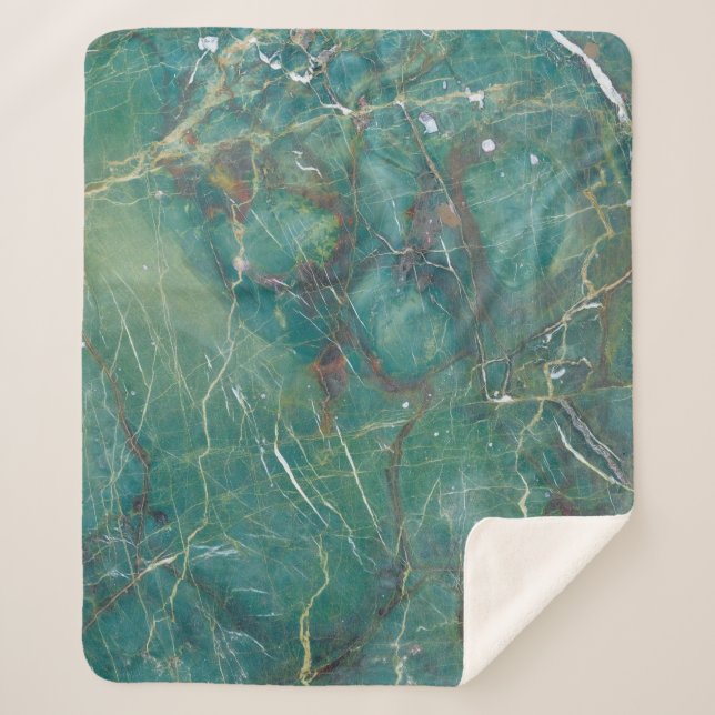 Couverture Sherpa Malachite green marble texture, detail structure o (Devant)