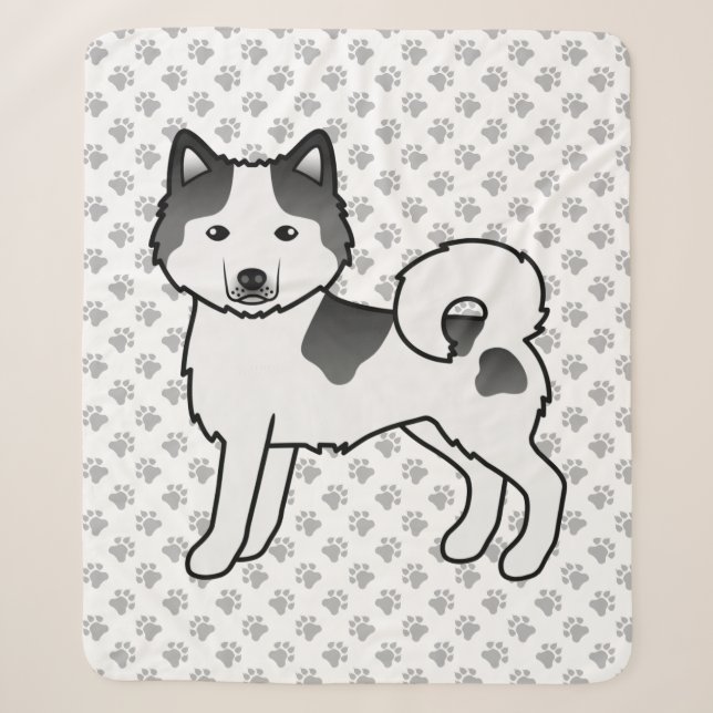 Couverture Sherpa Malamute d'Alaska pie noir mignon chien de dessin  (Devant)