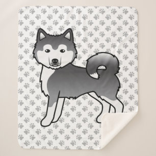 Couverture Sherpa Malamute Esquimau Bleu Chien de Dessin Animé Migno