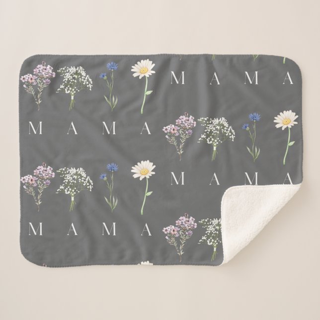 Couverture Sherpa MAMA Floral Mothers Day, Soft & Sentimental Gift (Devant (Horizontal))