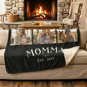 Couverture Sherpa Maman a établi le nombre d'enfants Chic Noir 3 Pho