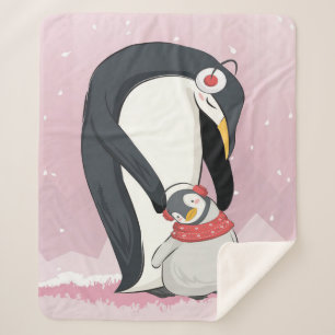 Couverture Sherpa Maman Et Bébé Penguin   Cadeaux Pour Bébé