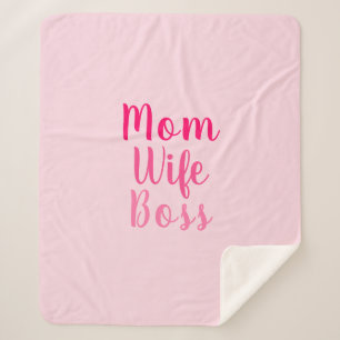 Couverture Sherpa Maman femme patron dégradé rose script personnalis