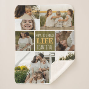 Couverture Sherpa Maman Photo de famille douce et confortable