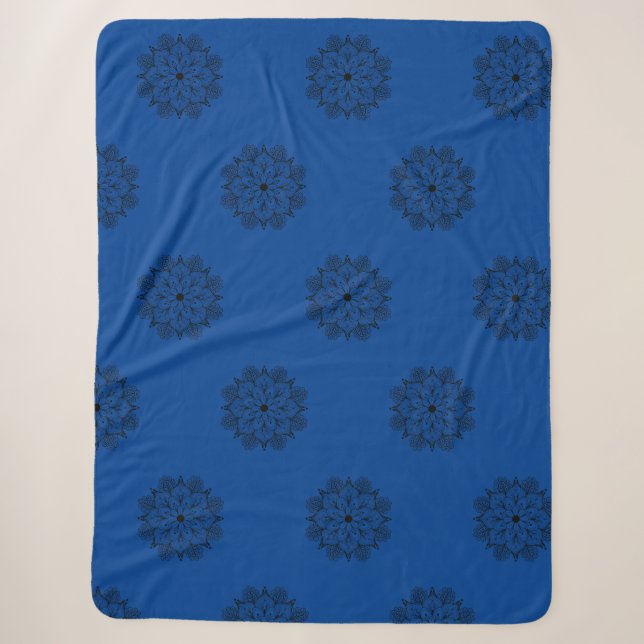 Couverture Sherpa Mandala bleu et noir Sherpa Blanket (Devant)