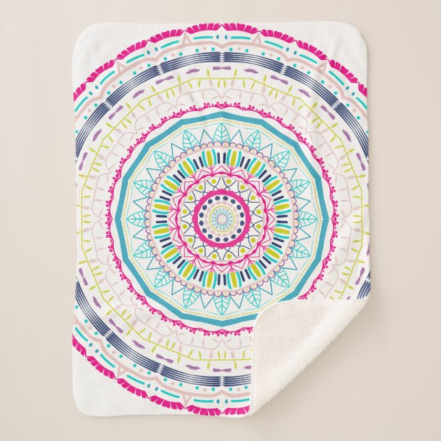 Couverture Sherpa mandala coloré (Devant)
