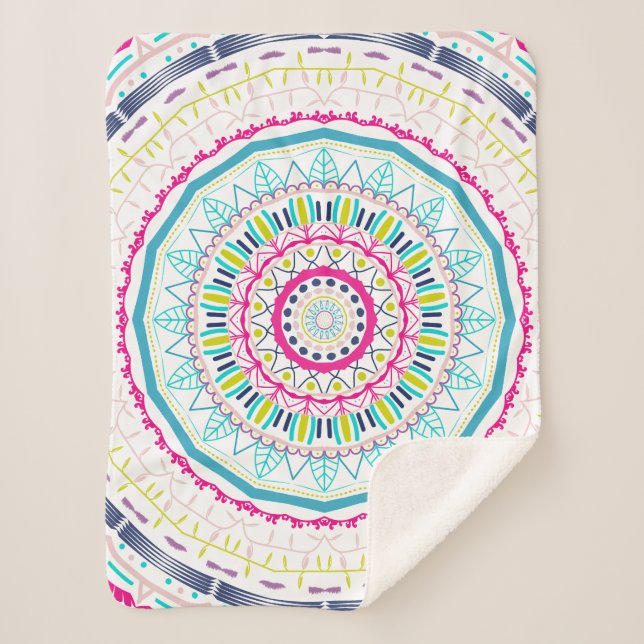 Couverture Sherpa mandala coloré (Devant)