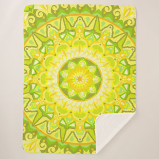 Couverture Sherpa Mandala de printemps bohème vert jaune Floral Conf
