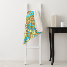 Mandala superposé bleu marron or