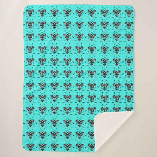 Couverture Sherpa "Mandala Turquoise Vibrant" (Devant)