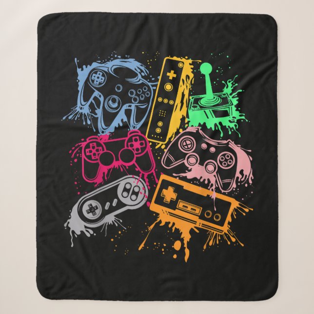 Couverture Sherpa Manettes de console de jeux vidéo rétro 80's 90's  (Devant)