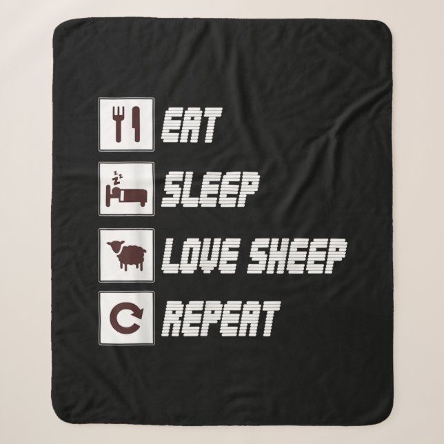 Couverture Sherpa Mange sommeil amour mouton répéter | Don de devis  (Devant)