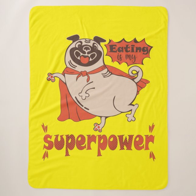 Couverture Sherpa Manger est mon super-puissance rouge carlin style  (Devant)