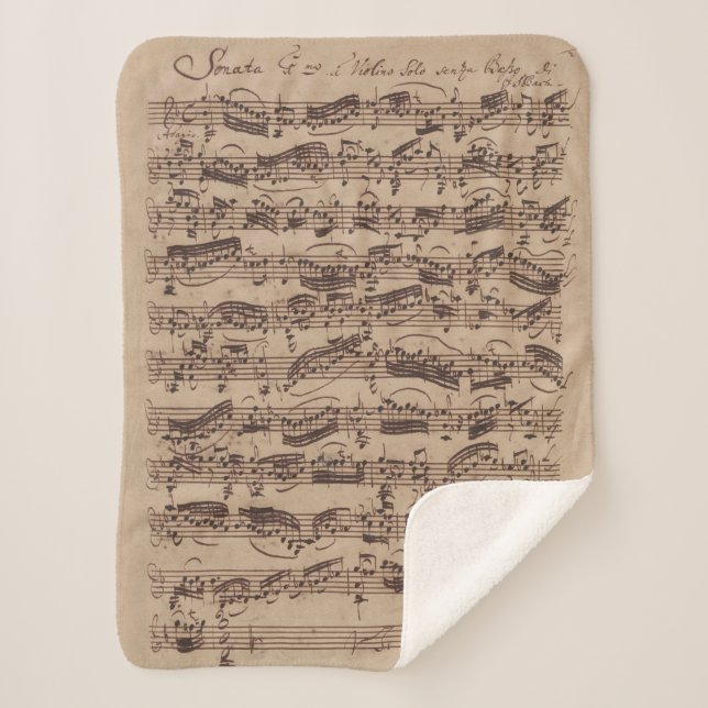 Couverture Sherpa Manuscrit Bach Musique Feuille Antique (Devant)