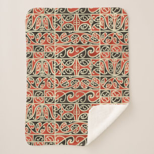 Couverture Sherpa Maori Tribal Kowhaiwhai Koru Motif néo-zélandais