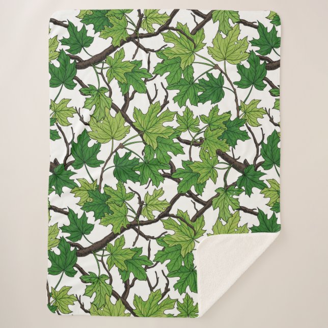 Couverture Sherpa Maple leaves on white (Devant)